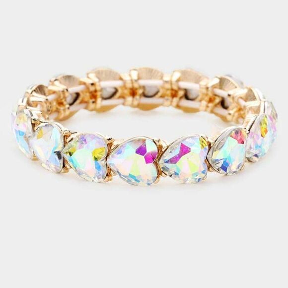 Encour Culture Jewelry - Heart Abalone Crystal Stretch Gold Evening Bracelet